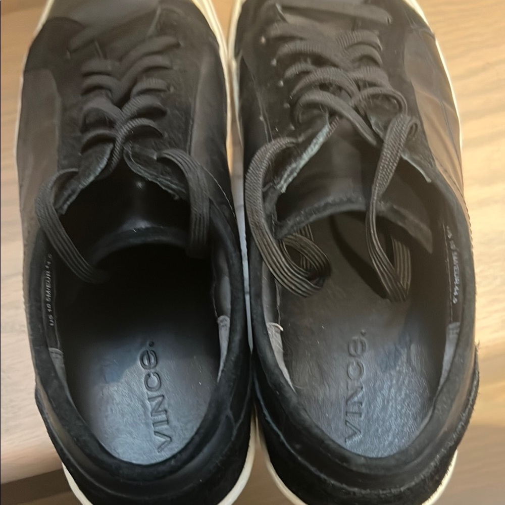 Men’s Vince Two-Tone Leather Black and White Sneakers with suede accents - Picture 8 of 12